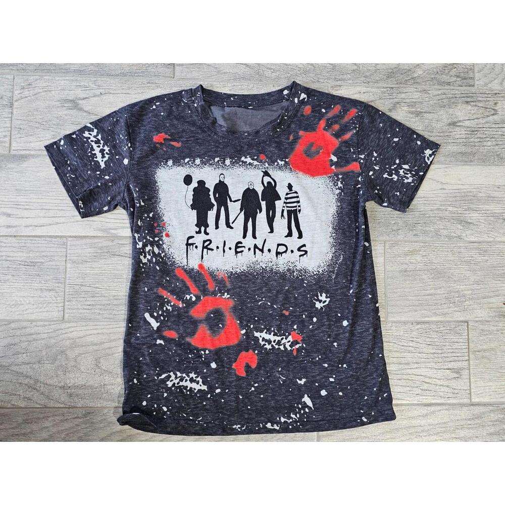 Women's Friends Slasher Movies Freddy Jason It Bloody Hands Shirt Size Large